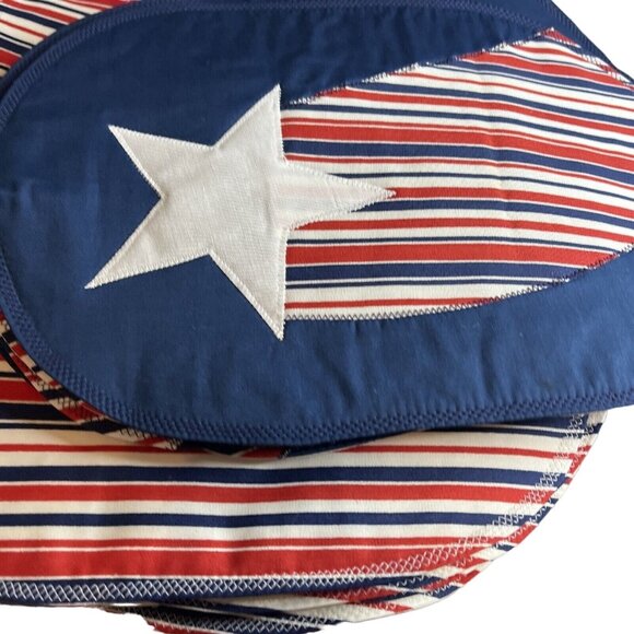 Patriotic 4th of July Placemats Lot of Eight Red White & Blue - Picture 2 of 12